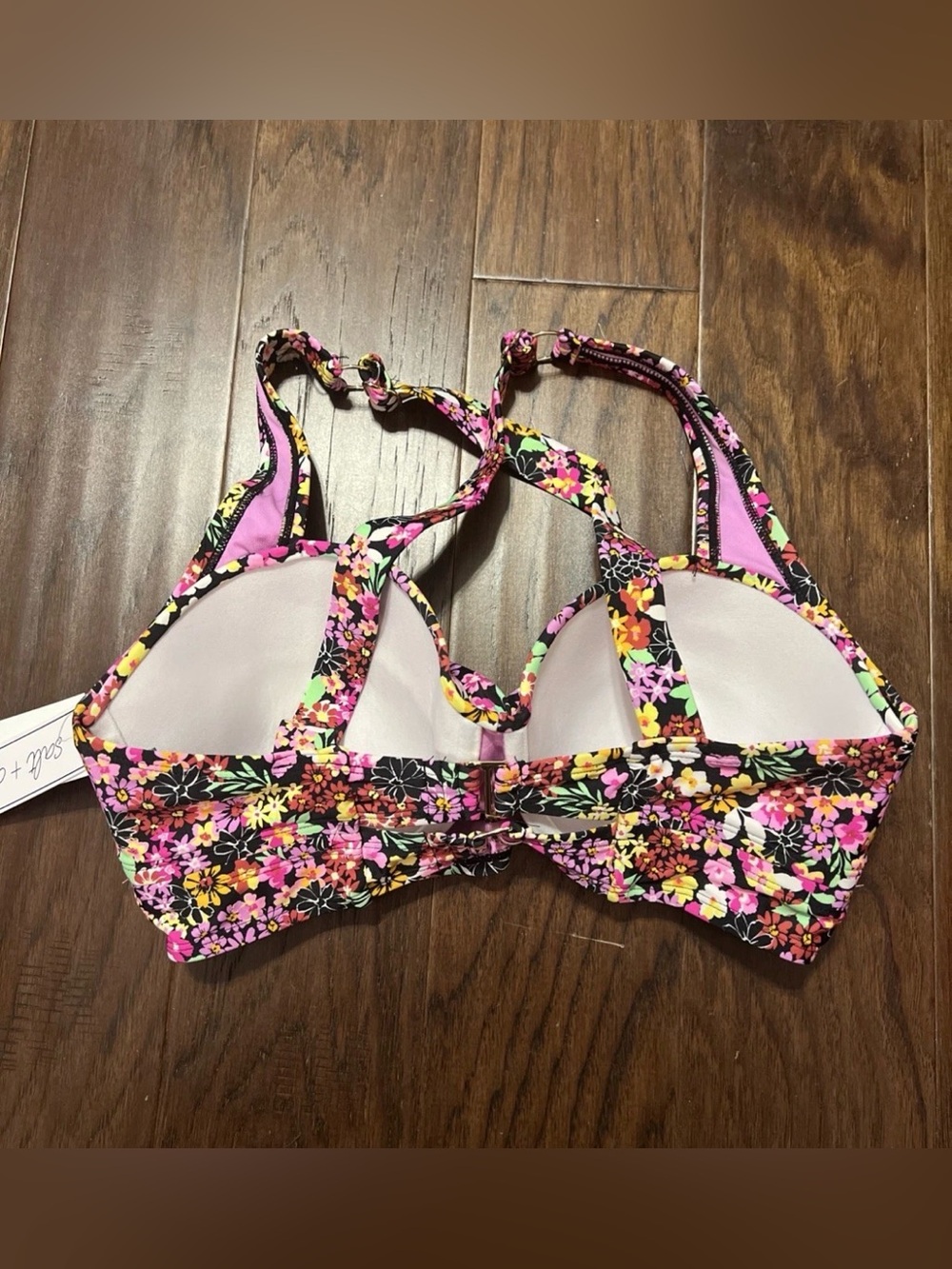 California Waves Salt + Cove Plus Ditsy-Print Bikini Top Size 2 (20/22) - Picture 4 of 7